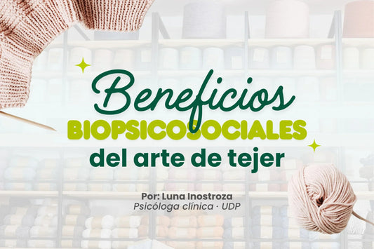 Persona tejiendo como práctica de bienestar y salud mental