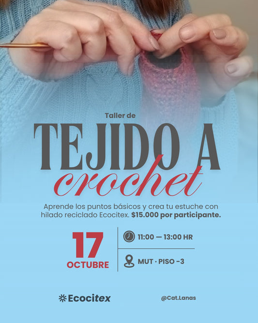 Estuche tejido a crochet con hilado textil reciclado de Ecocitex